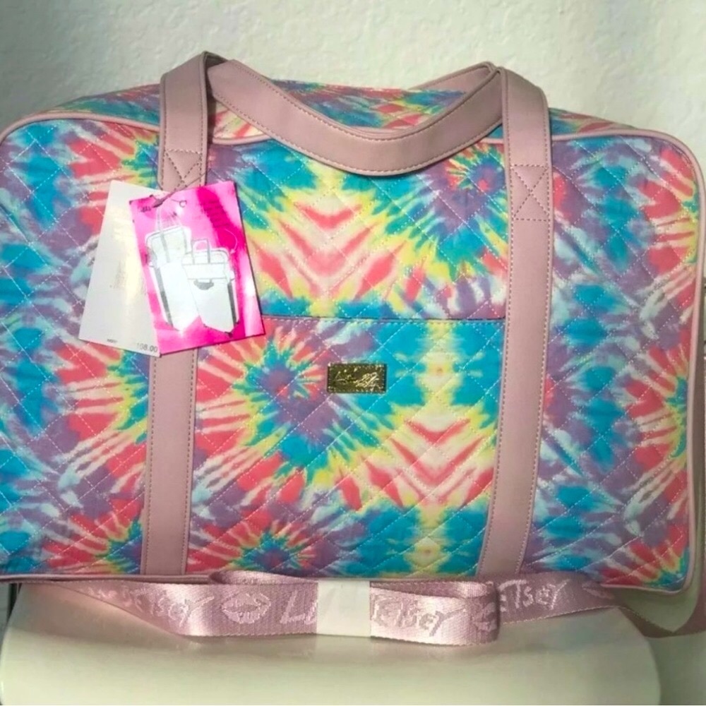 Luv BETSEY JOHNSON Weekender Duffel Bag - Pastel Rainbow Tye Dye